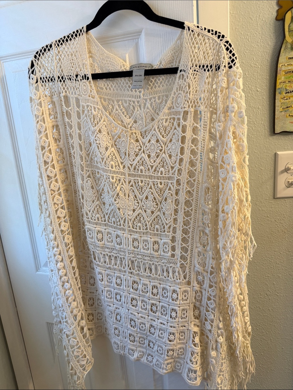 Catherines Cream Crochet Lace Open Cardigan